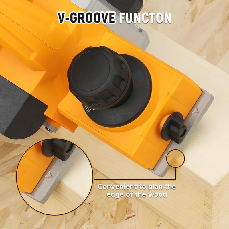 HOTECHE 3-1/4-Inch 6-Amp Electric Hand Planer for woodworking – High-Speed Corded Wood Planer with TCT Blade, Copper Motor, and Complete Accessory Kit - Image 4